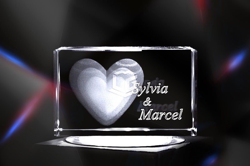 Valentine Herz | 2D / 3D Motiv Glasinnengravur