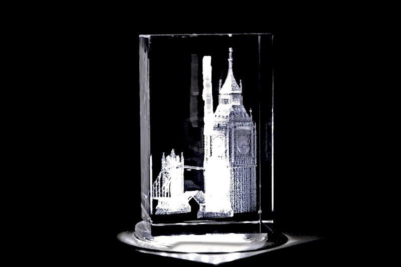 Big Ben mit Tower Bridge London | 3D Motiv Glasinnengravur