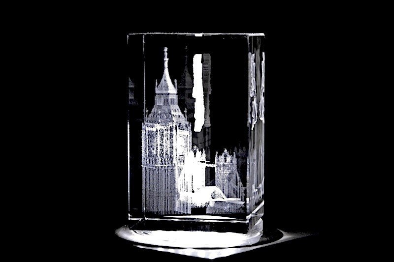Big Ben mit Tower Bridge London | 3D Motiv Glasinnengravur
