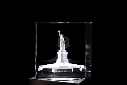 Freiheitsstatue USA Würfel | 3D Motiv Glasinnengravur