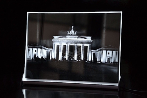 Flachglas FL225 LED Alu mit LED Aluminium Lichtschiene | 2D Glasinnengravur