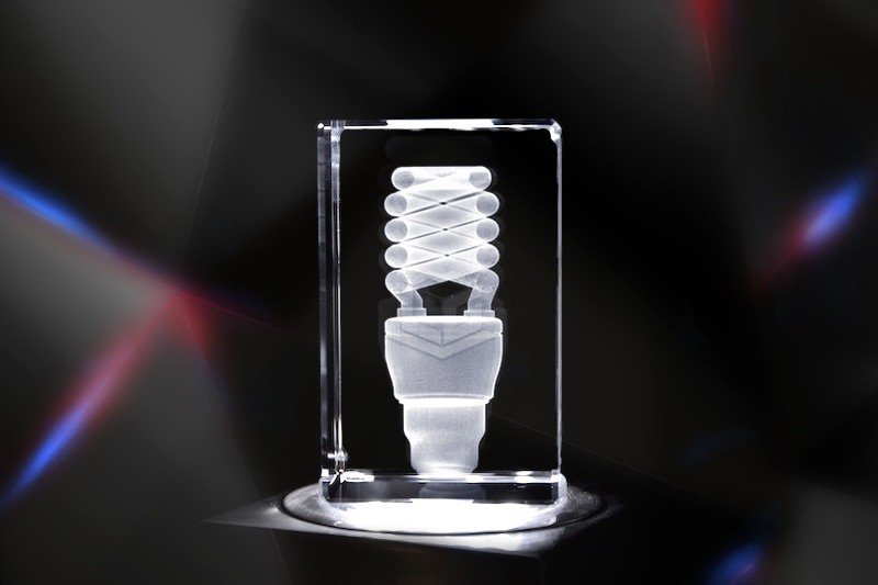 E-Glühbirne | 3D Motiv Glasinnengravur
