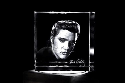 Elvis Presley Würfel | 3D Motiv Glasinnengravur