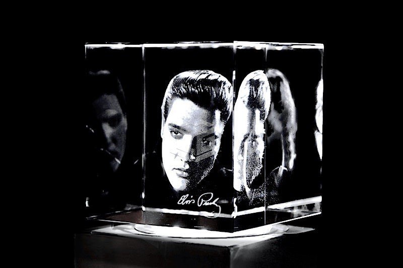 Elvis Presley Würfel | 3D Motiv Glasinnengravur