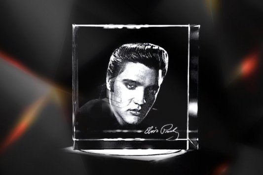 Elvis Presley Würfel | 3D Motiv Glasinnengravur