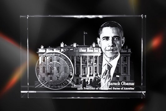 Barack Obama 44. Präsident von Amerika | 2D/3D Motiv Glasinnengravur