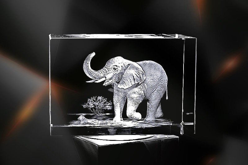Elefant | 3D Motiv Glasinnengravur