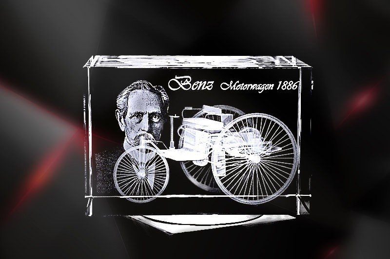 Carl Benz Motorwagen 1886 | 3D Motiv Glasinnengravur