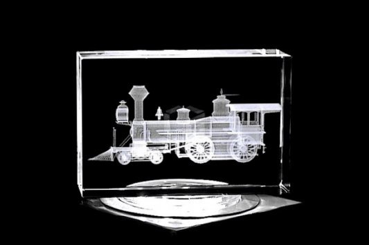 Alte Dampflokomotive | 3D Motiv Glasinnengravur
