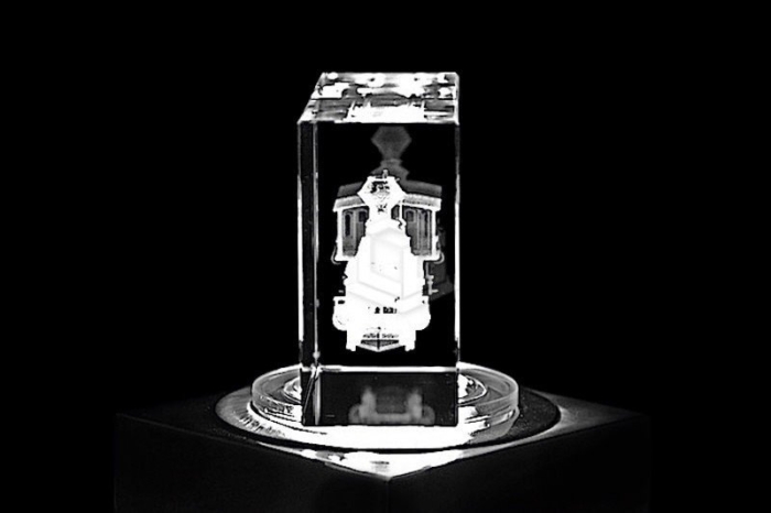 Alte Dampflokomotive | 3D Motiv Glasinnengravur