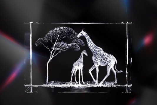 Giraffen | Exclusive 3D Motiv Glasinnengravur