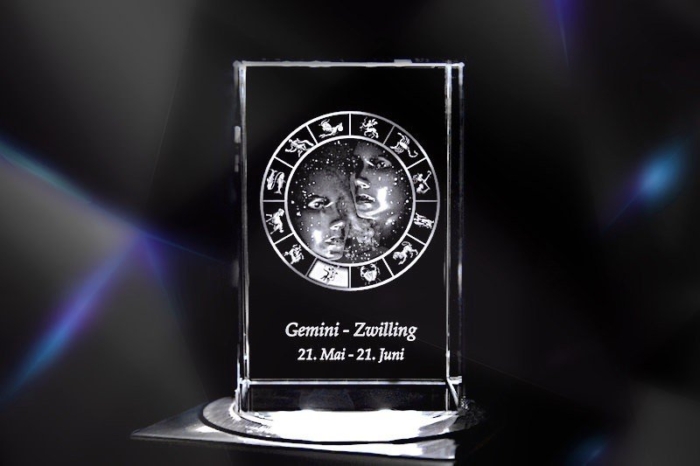 Zwilling - Sternzeichen / Zodiac Quader | 3D Motiv Glasinnengravur