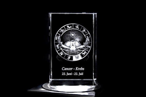 Krebs - Sternzeichen / Zodiac Quader | 3D Motiv Glasinnengravur