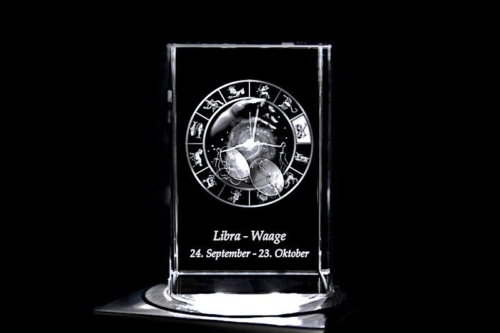 Waage - Sternzeichen / Zodiac Quader | 3D Motiv Glasinnengravur