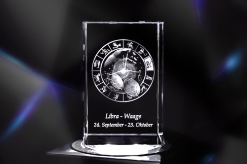 Waage - Sternzeichen / Zodiac Quader | 3D Motiv Glasinnengravur