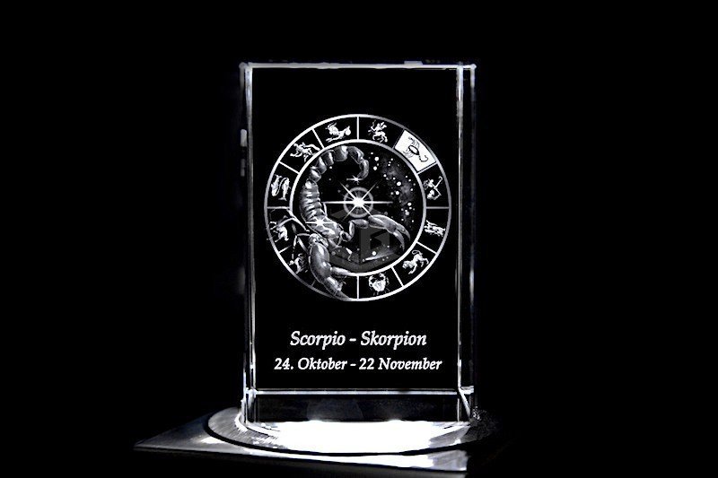 Skorpion - Sternzeichen / Zodiac Quader | 3D Motiv Glasinnengravur