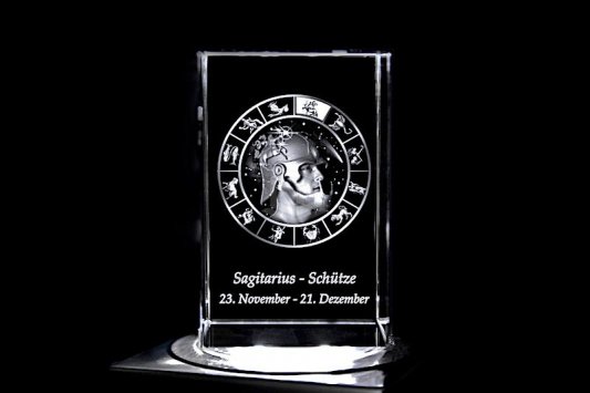 Schütze - Sternzeichen / Zodiac Quader | 3D Motiv Glasinnengravur
