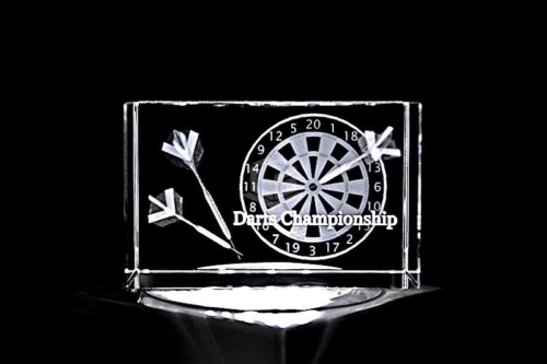 Darts / Dartscheibe mit Pfeil | 3D Motiv Glasinnengravur