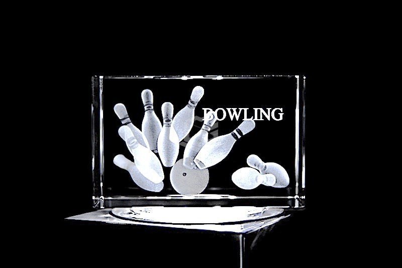 Bowling / Bowlingkugel mit Pins | 3D Motiv Glasinnengravur