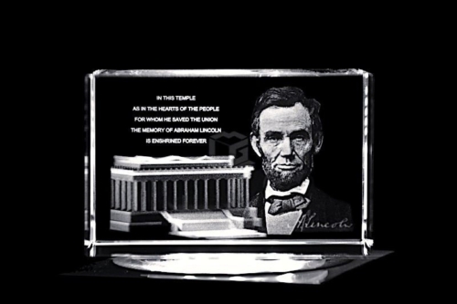 Abraham Lincoln 16. Präsident von Amerika | 3D Motiv Glasinnengravur