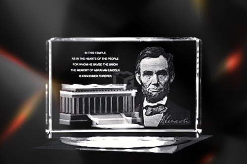 Abraham Lincoln 16. Präsident von Amerika | 3D Motiv Glasinnengravur