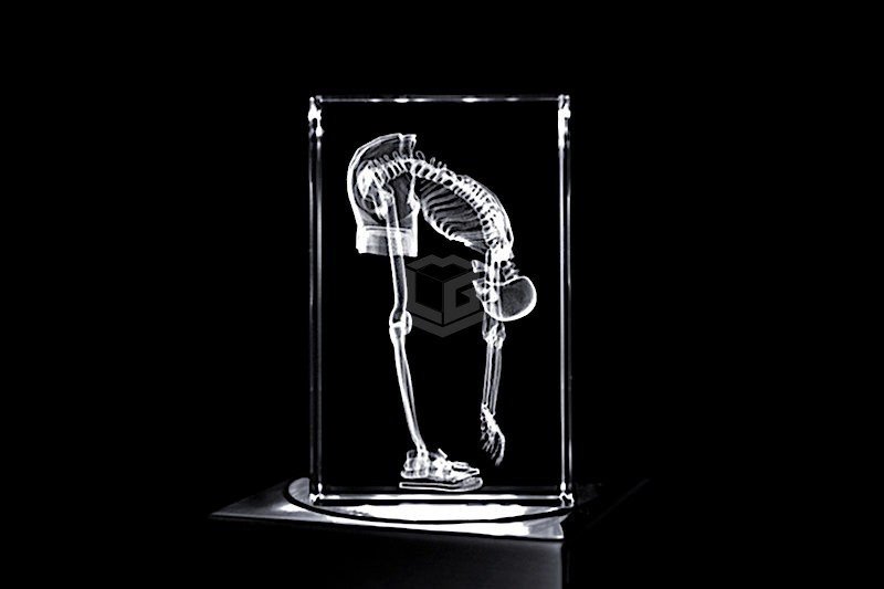 Yoga Skelett | 3D Motiv Glasinnengravur