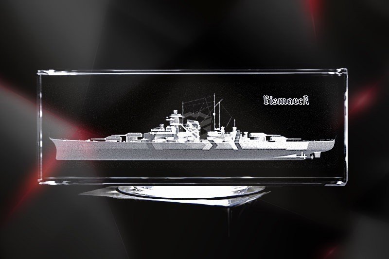 Schlachtschiff Bismarck | 3D Motiv Glasinnengravur
