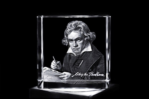 Ludwig van Beethoven Würfel | 3D Motiv Glasinnengravur