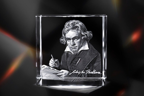 Ludwig van Beethoven Würfel | 3D Motiv Glasinnengravur