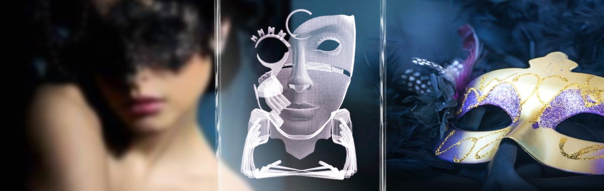 Maske / Art & Design | 3D Motiv Glasinnengravur